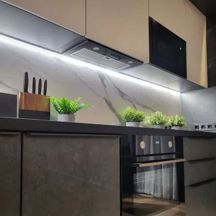 Кухня Бетон темный Бетон светлый Софт Латте